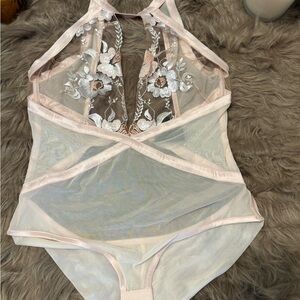 Honey Birdette Sheer Floral Embroidered Bodysuit